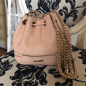 Rebecca Minkoff blush gold chain bucket bag